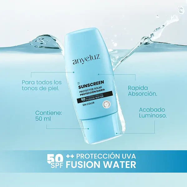 Protector Solar Sin Color Fusio Water Anyeluz